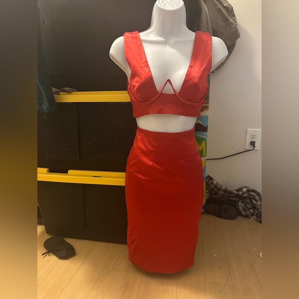 OH POLLY Red Two-Piece Dress Set